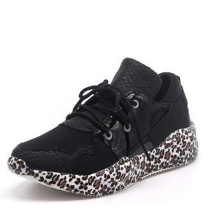 Cape Robbin Low Top LaceUp Black Leopard Sneakers